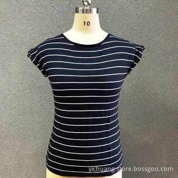 Women's cotton stripe knitted top